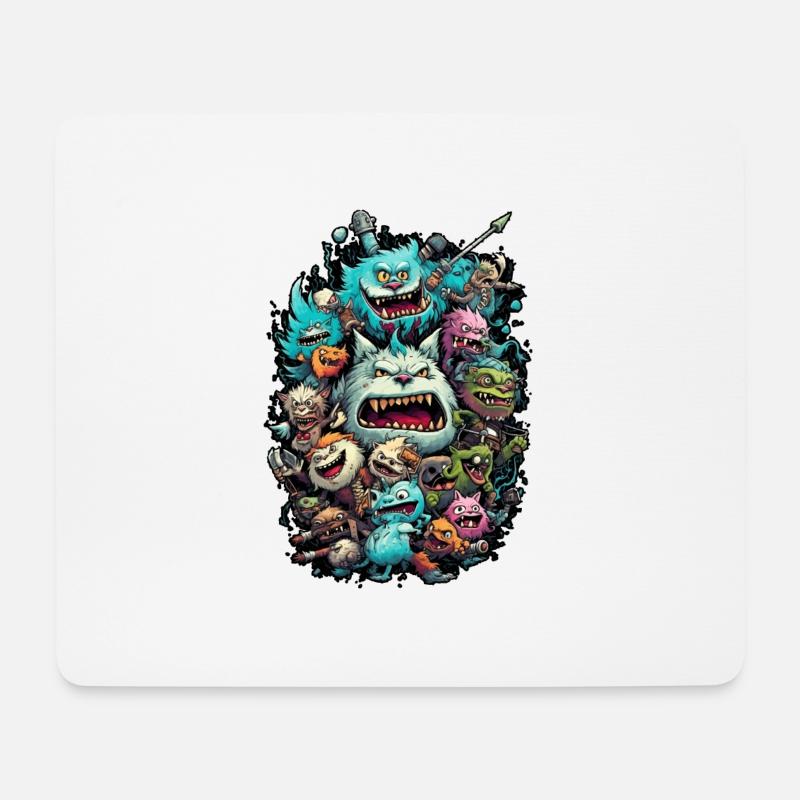 Angriff der Stubentiger - Mousepad (Querformat) - Weiß