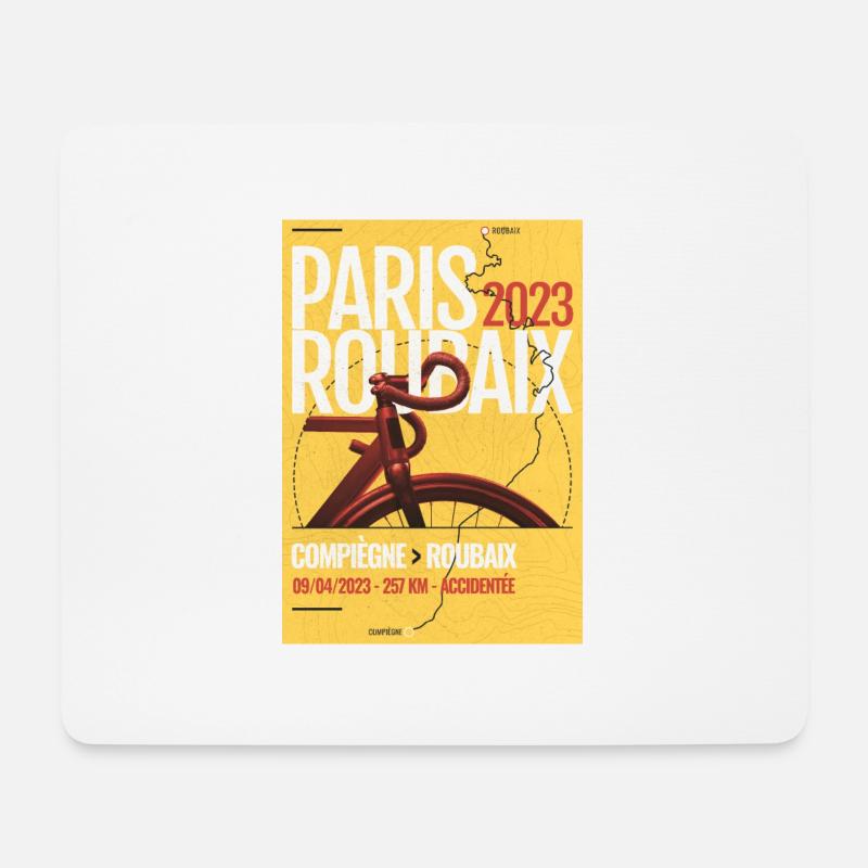 Rennradwettbewerb Paris-Roubaix 2023 - Mousepad (Querformat) - Weiß