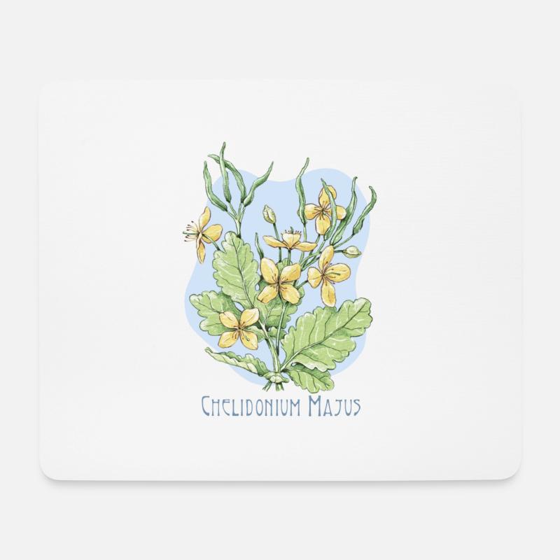 Celandine swallow herb botanical drawing - Mouse Pad (horizontal) - white
