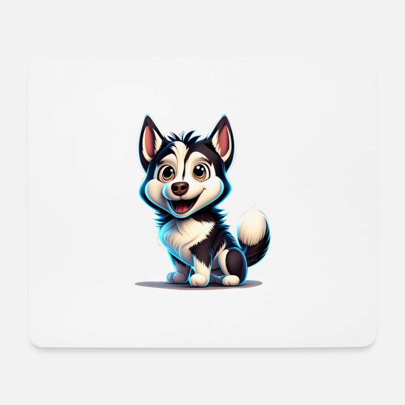 Karikatur Husky - Mousepad (Querformat) - Weiß