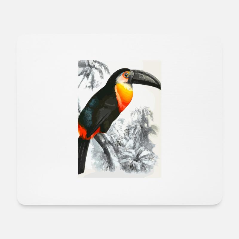 Tucan in Schwarz Weiß Dschungel - Mousepad (Querformat) - Weiß