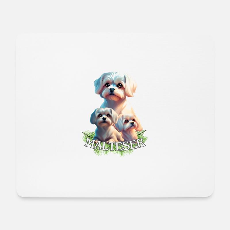 Malteser Hunde - Hundegruppe Malteser - Mousepad (Querformat) - Weiß