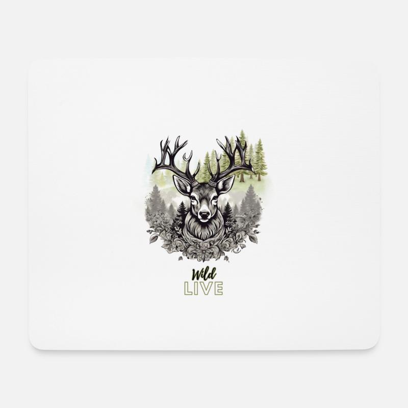 Hirsch Jagdmotiv Bunt/schwarz-weiss hübsches Motiv - Mousepad (Querformat) - Weiß