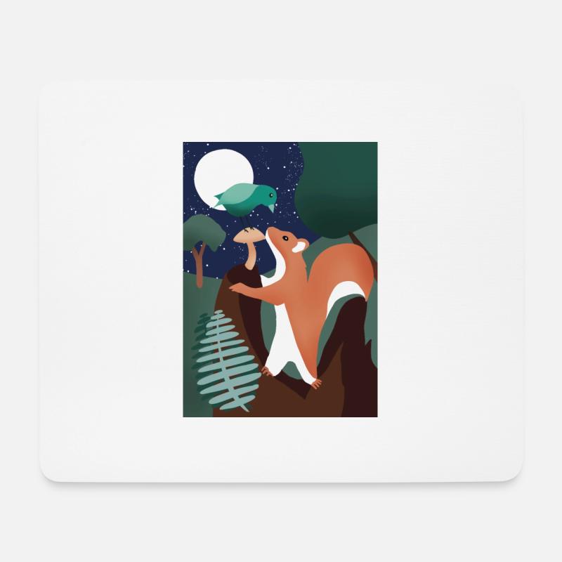 Squirrel and bird in the wild - Mouse Pad (horizontal) - white