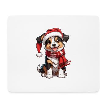 chien avec bonnet de noel - Tapis de souris (format paysage) - blanc - Devant