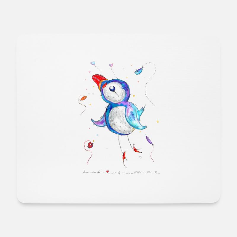 Gute Laune Puffin - Mousepad (Querformat) - Weiß