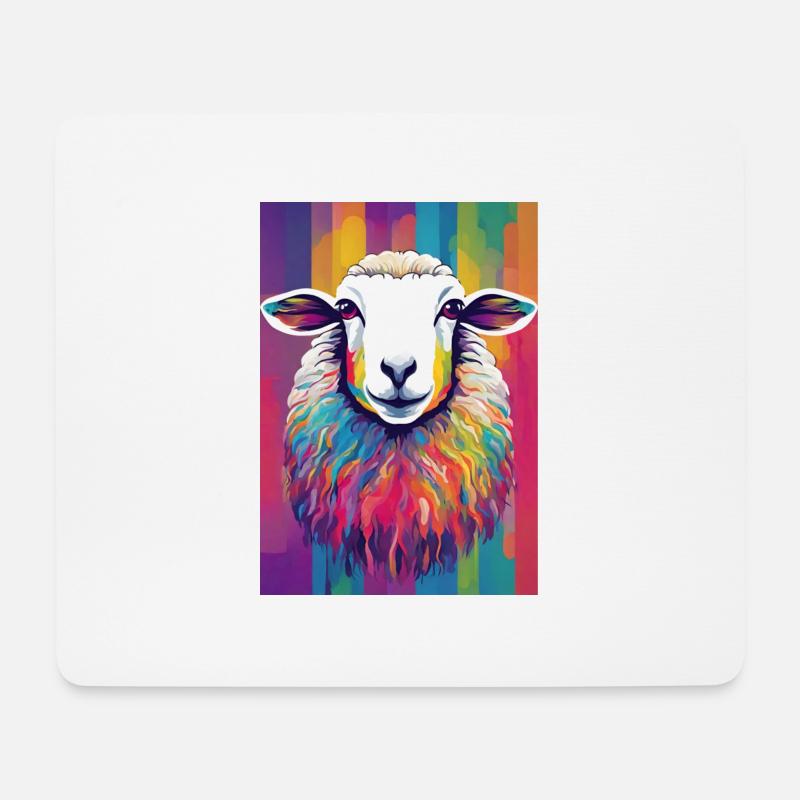 Buntes Schaf - Mousepad (Querformat) - Weiß