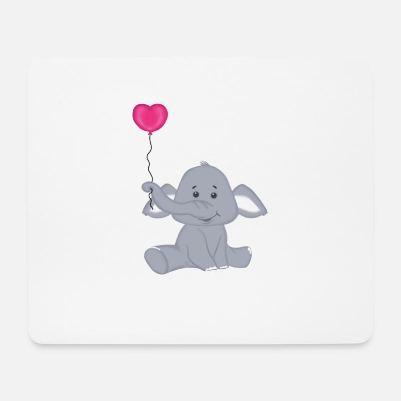 Baby Elefant mit Herz Luftbalon - Mousepad (Querformat) - Weiß