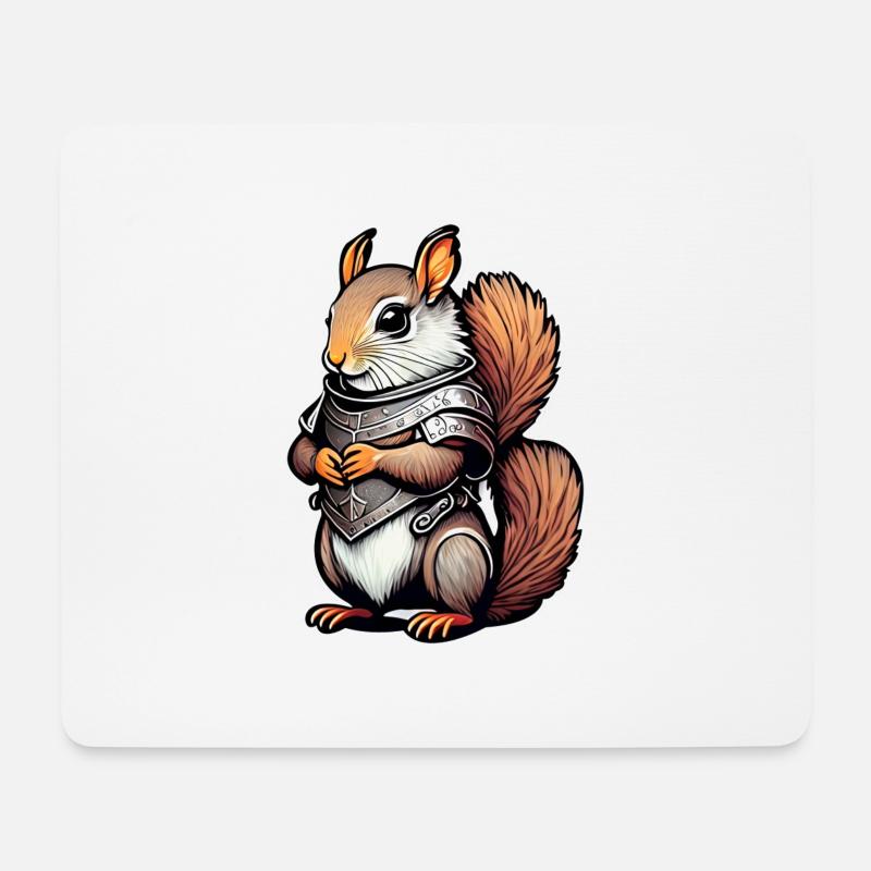 Krieger-Eichhörnchen Illustration - Mousepad (Querformat) - Weiß
