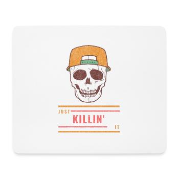 Skull and Crossbones with Cap Just Killin It Red (Distressed) - Mouse Pad (horizontal) - white - Front