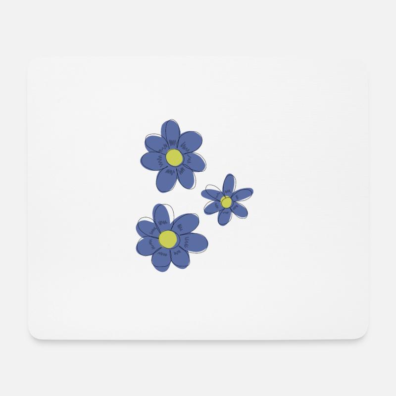 Blue flowers - Mouse Pad (horizontal) - white