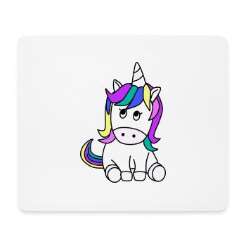 Licorne design, coloré, grands yeux, mignon - Tapis de souris (format paysage) - blanc - Devant