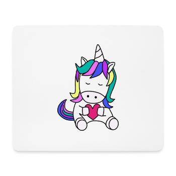 Cute unicorn with heart in hand// for children - Mouse Pad (horizontal) - white - Front