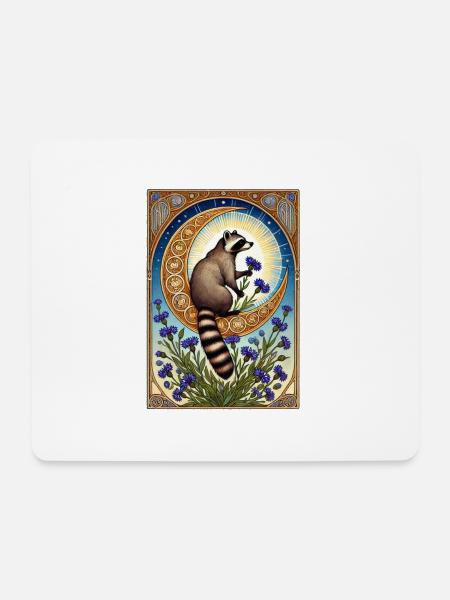 Waschbär - Mousepad (Querformat) - Weiß