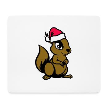 Écureuil Bande dessinée Animal Noël - Tapis de souris (format paysage) - blanc - Devant