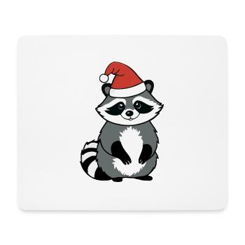 Waschbär Weihnachten Wasserfarben - Mousepad (Querformat) - Weiß - Vorne