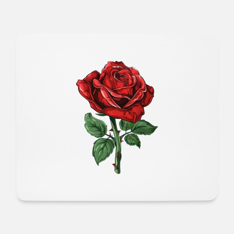 Rote Rose - Mousepad (Querformat) - Weiß