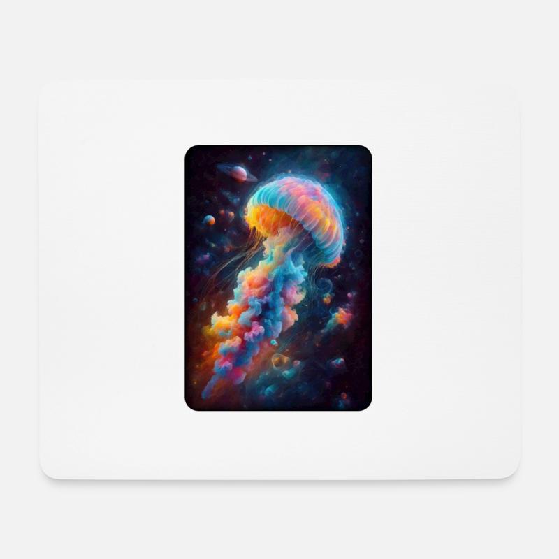 Oeuvre de méduse cosmique - Tapis de souris (format paysage) - blanc