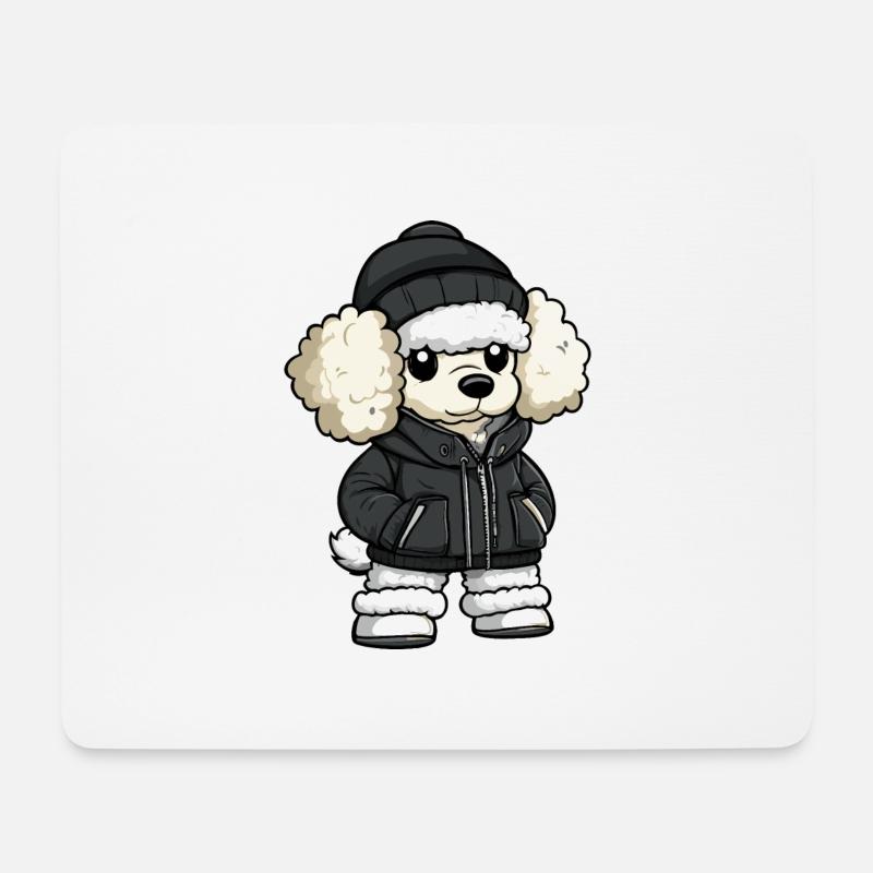 Pudel Hund Cartoon - Mousepad (Querformat) - Weiß