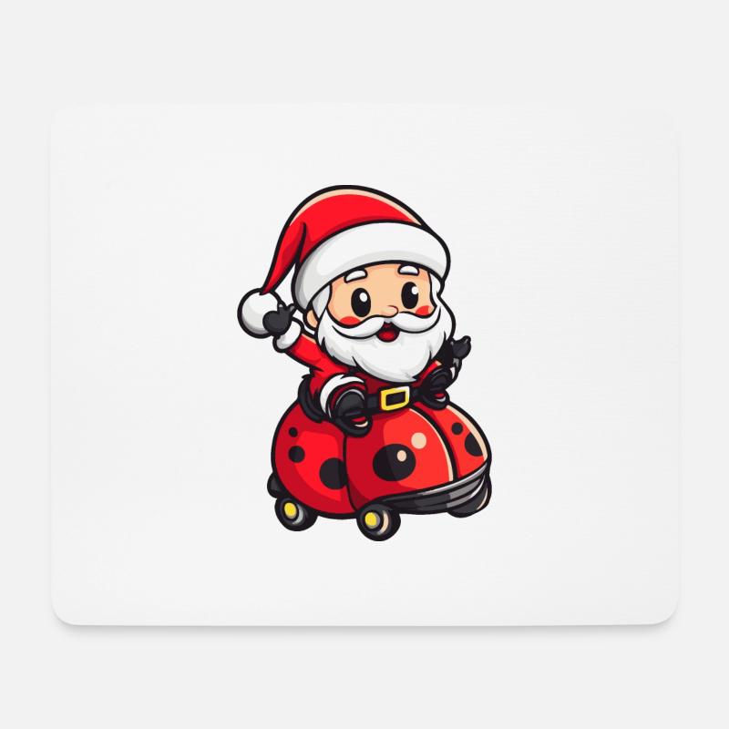 Marienkäfer Weihnachtsmann Cartoon - Mousepad (Querformat) - Weiß
