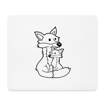 2 Foxes Mother Red Fox Little Child Father Mom - Mouse Pad (horizontal) - white - Front