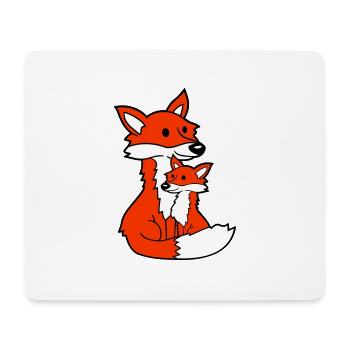 2 Foxes Mother Red Fox Little Child Father Mom - Mouse Pad (horizontal) - white - Front