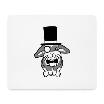 Mr. Bunny Gentleman Chapeau haut de forme Monocle Lunettes - Tapis de souris (format paysage) - blanc - Devant
