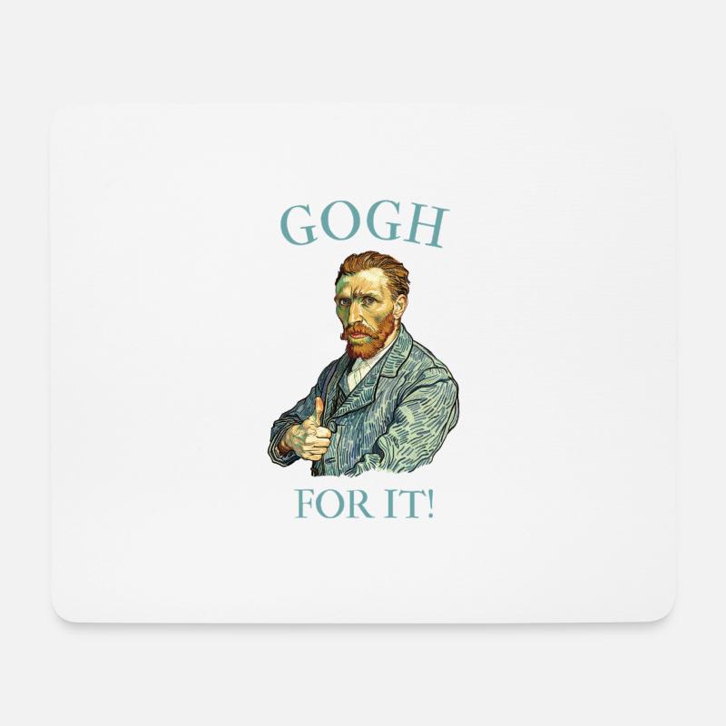 Gogh dafür! Lustiger Van-Gogh-Witz - Mousepad (Querformat) - Weiß