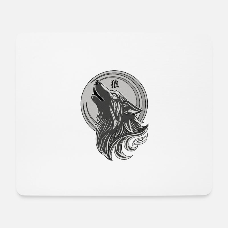 Tribal Wolf - Mousepad (Querformat) - Weiß