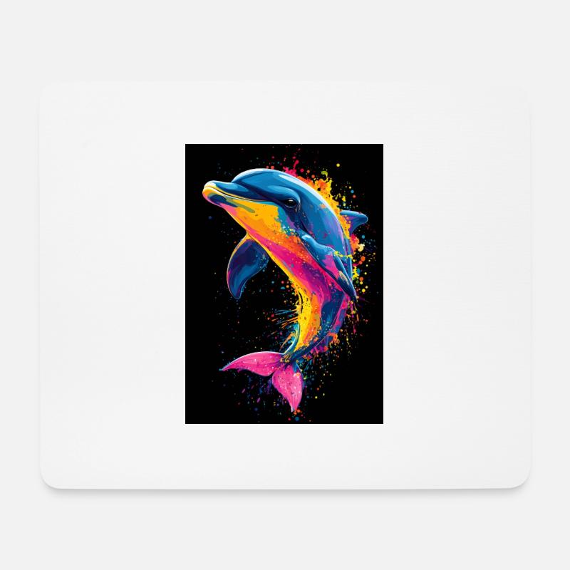 Delfin Pop Art Bunt - Mousepad (Querformat) - Weiß