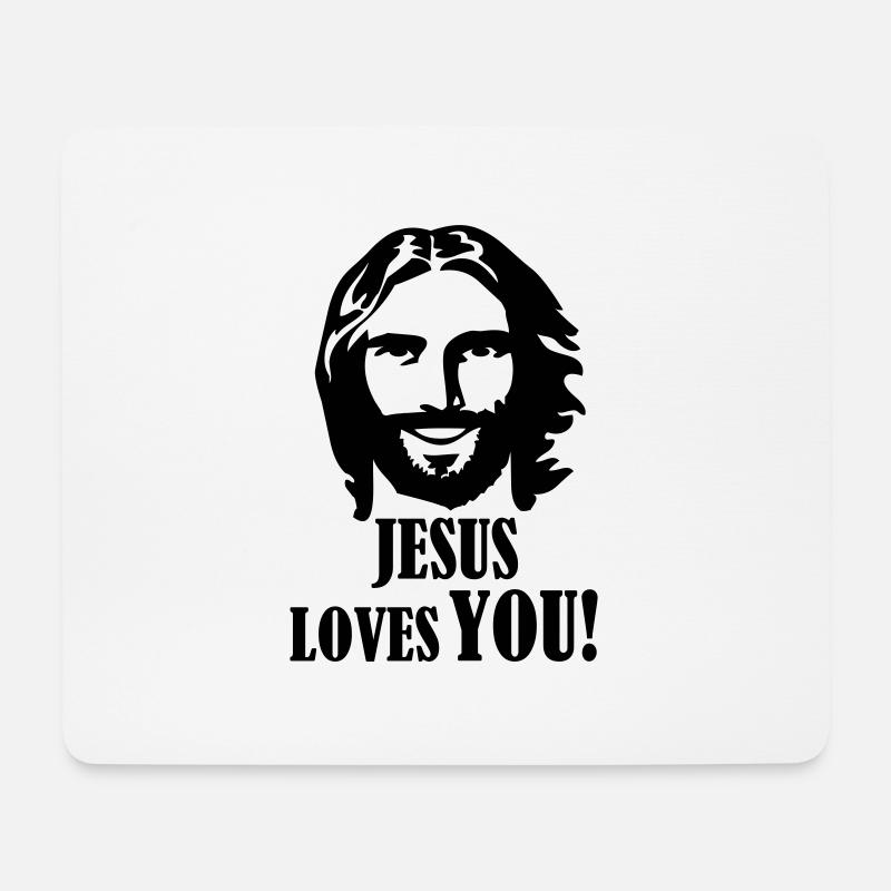 jesus loves you - Mousepad (Querformat) - Weiß
