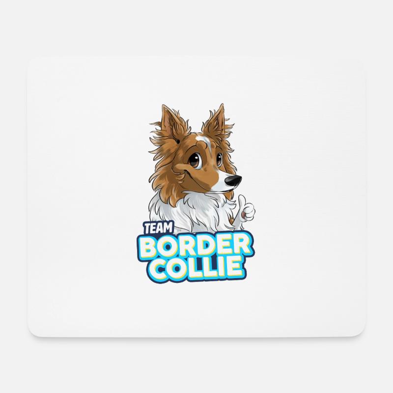 TEAM Border Collie Langhaar - Sand - Mousepad (Querformat) - Weiß
