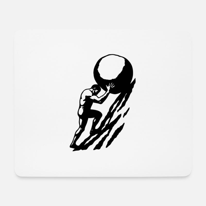 Sisiphus Black - Mousepad (Querformat) - Weiß
