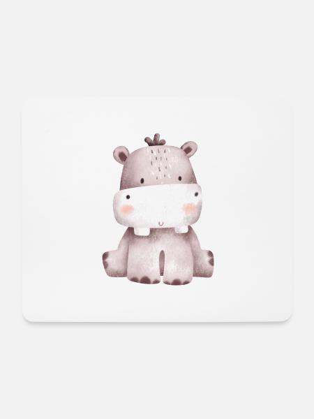 Hippo - Mousepad (Querformat) - Weiß