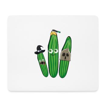 Concombre,Cornichon de fête,Halloween, Fantôme, Sorcière - Tapis de souris (format paysage) - blanc - Devant