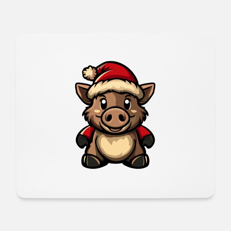 Schwein Weihnachten Christmas Wildschwein - Mousepad (Querformat) - Weiß