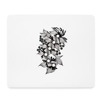 Schwarzweiß Blumenspirale - Mousepad (Querformat) - Weiß - Vorne