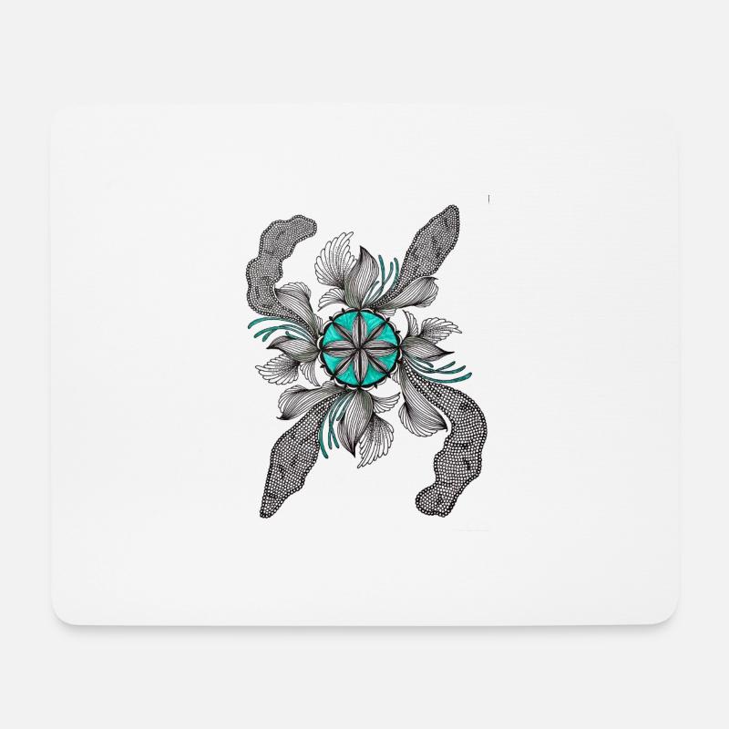 Flower Star Deco Teal - Mouse Pad (horizontal) - white