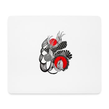 Cercles de fleurs monochromes avec rouge - Tapis de souris (format paysage) - blanc - Devant