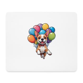Hund mit bunten Luftballons - Mousepad (Querformat) - Weiß - Vorne