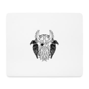 Odin Ravens Huginn Muninn Walhalla Corbeau Cadeau - Tapis de souris (format paysage) - blanc - Devant