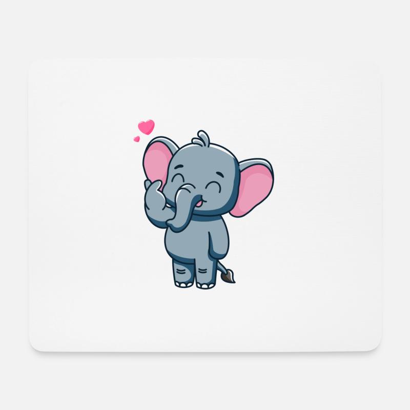 Süßer Baby Elefant mit Herz - Mousepad (Querformat) - Weiß