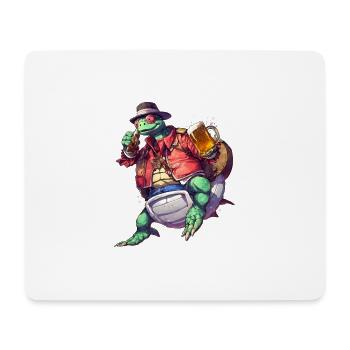 Chill & Shell: Turtle with Beer Tee - Mouse Pad (horizontal) - white - Front