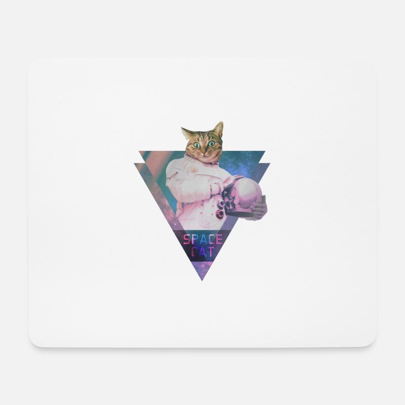 SPACE CAT - Katze aus dem All - Mousepad (Querformat) - Weiß