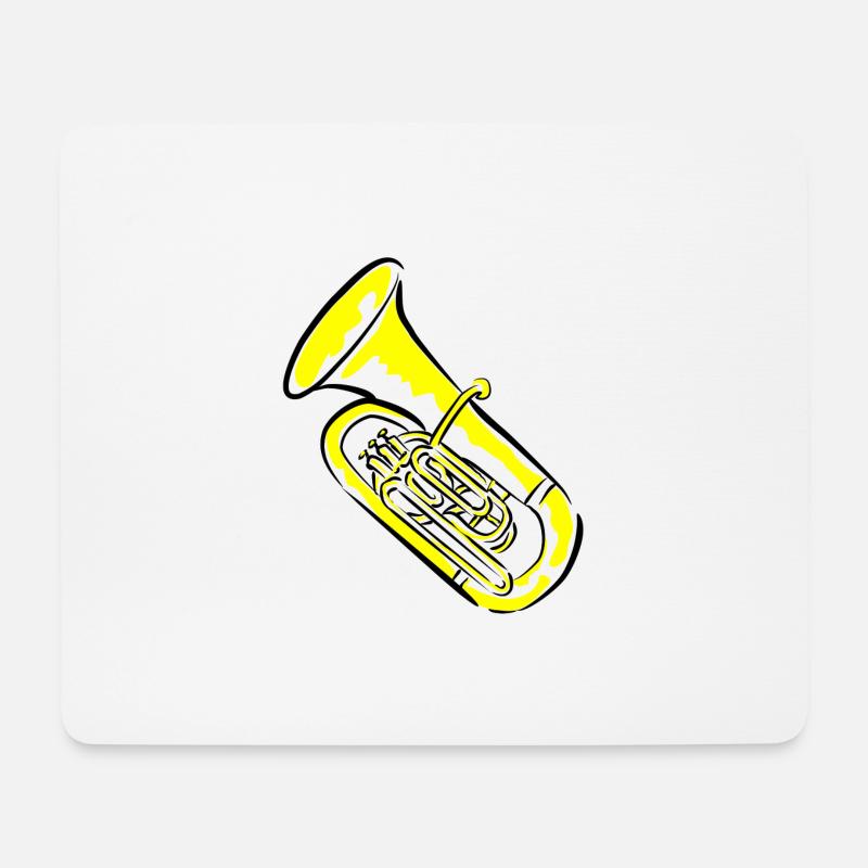 Grafische Tuba Illustration auf Kleidung - Mousepad (Querformat) - Weiß