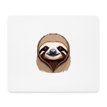 Autocollant de portrait de paresseux mignon - Tapis de souris (format paysage) - blanc - Devant
