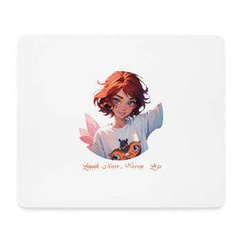 Laugh More Worry Less - Mousepad (Querformat) - Weiß - Vorne