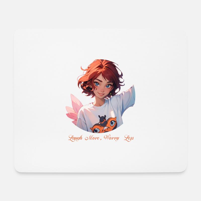 Laugh More Worry Less - Mousepad (Querformat) - Weiß