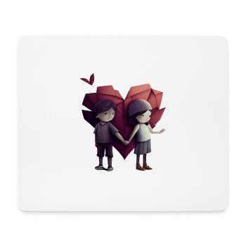 Origami-Liebe – Hände und Herzen - Mousepad (Querformat) - Weiß - Vorne