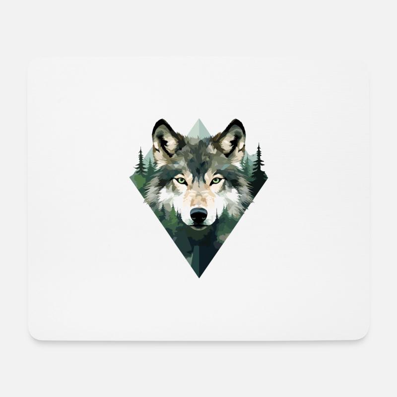 Wolf Wald Berge Wölfe Natur Tiere - Mousepad (Querformat) - Weiß